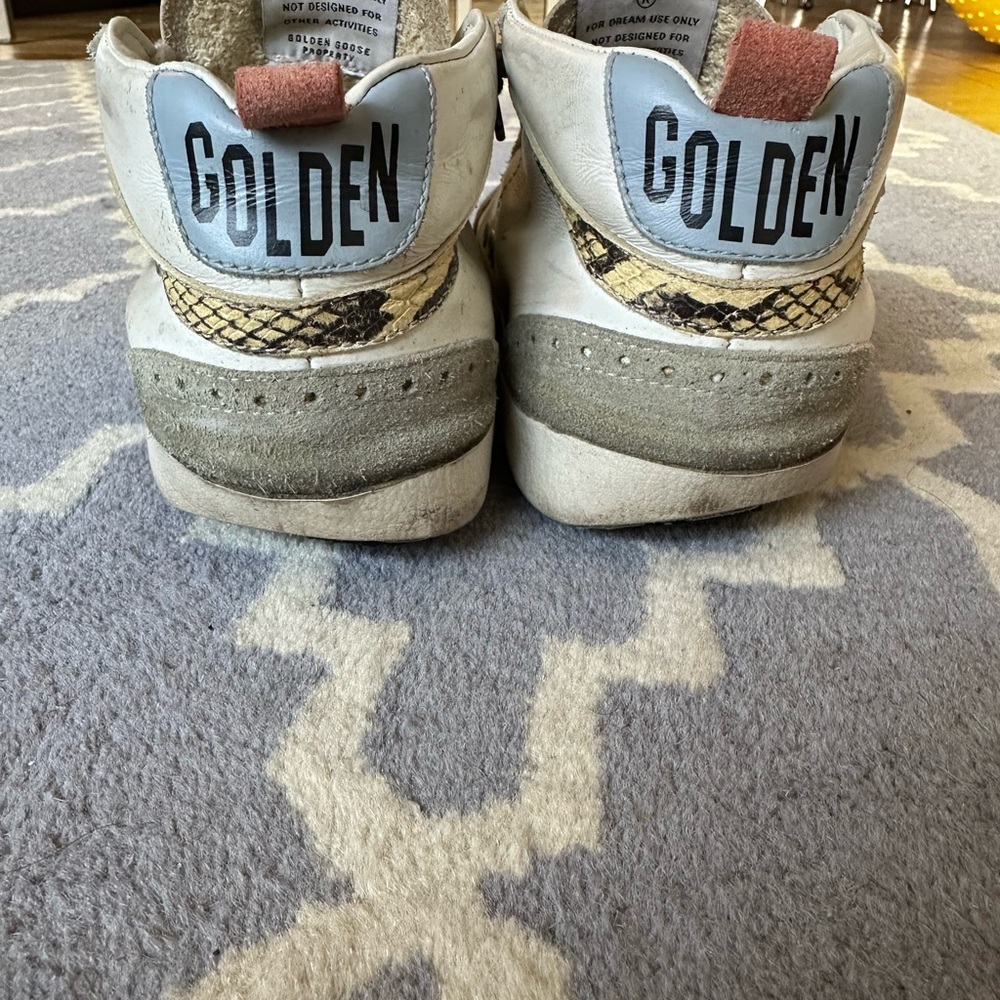 Golden Goose Women’s Deluxe Brand Mid Star Python Silver Glitter Sneakers - Picture 4 of 10